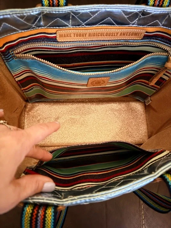 Consuela Silver Quilted Tote with Rainbow Straps - Picture 7 of 14